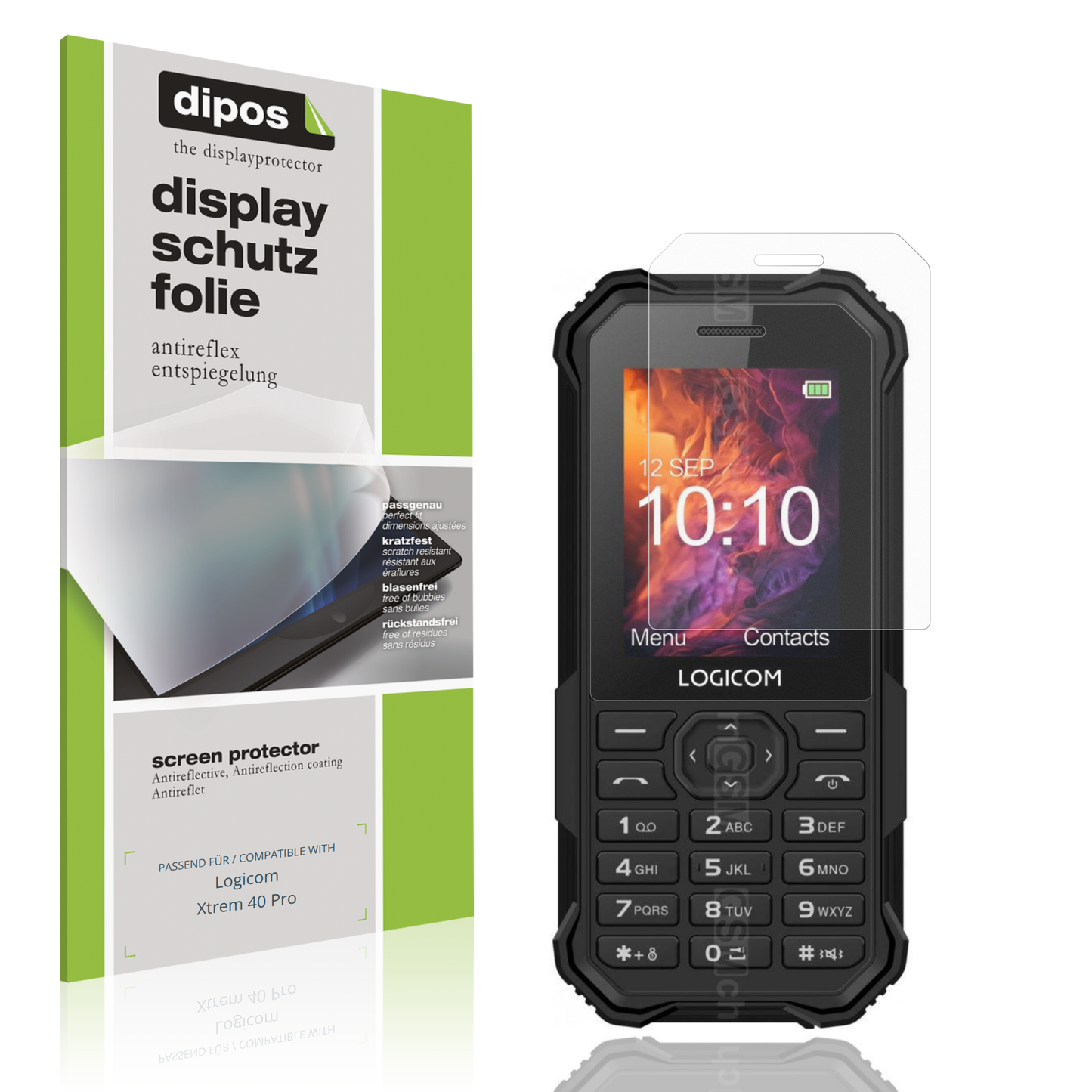 Matte Displayschutzfolie von dipos passend für Logicom Xtrem 40 Pro, präziser Zuschnitt und blasenfrei montiert
