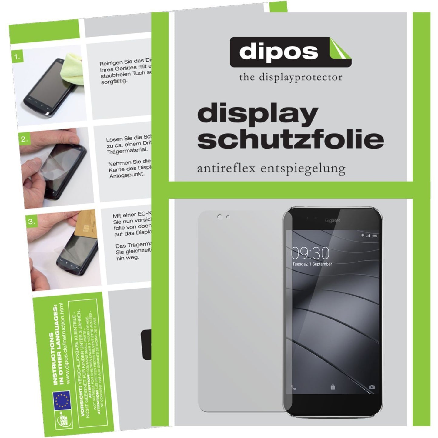 Matte Displayschutzfolie von dipos passend für ME Pure Gigaset, präziser Zuschnitt und blasenfrei montiert