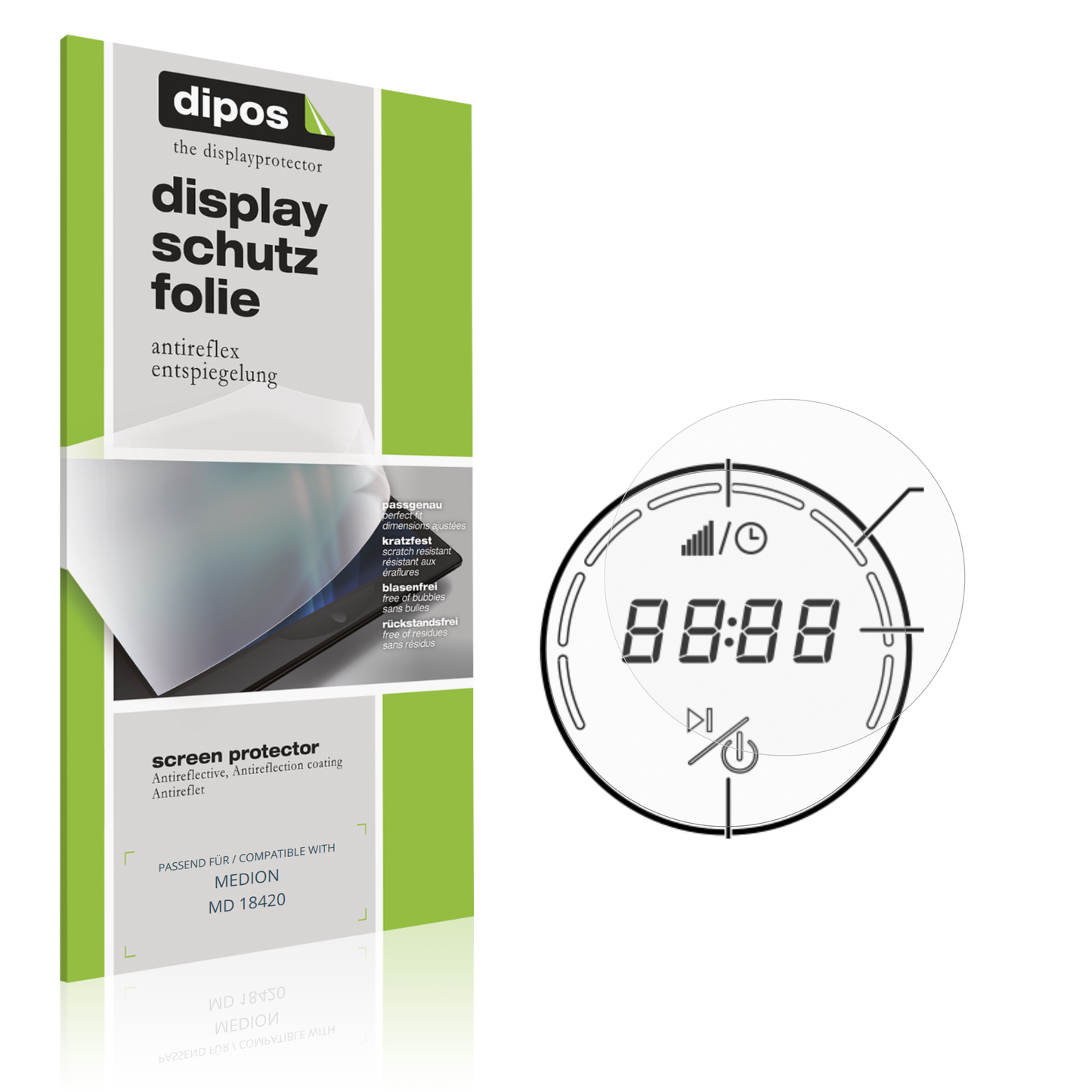 Matte Displayschutzfolie von dipos passend für MEDION MD 18420, präziser Zuschnitt und blasenfrei montiert
