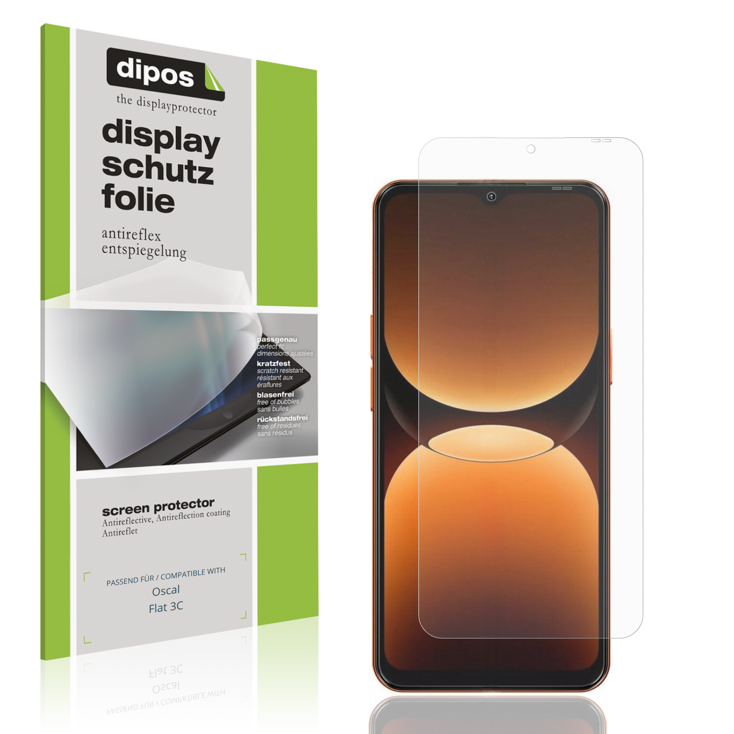 Matte Displayschutzfolie von dipos passend für Oscal Flat 3C, präziser Zuschnitt und blasenfrei montiert