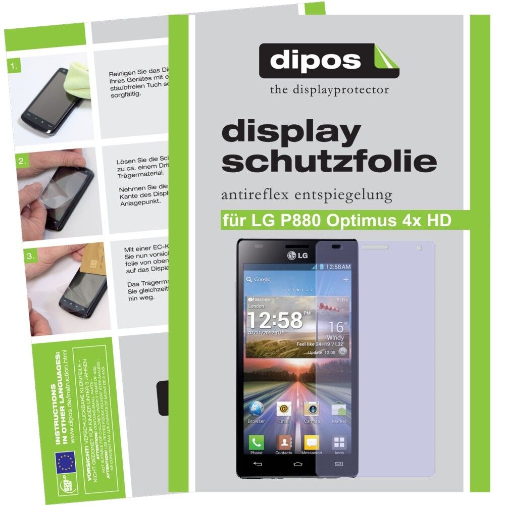 Matte Displayschutzfolie von dipos passend für P880 Optimus HD LG, präziser Zuschnitt und blasenfrei montiert