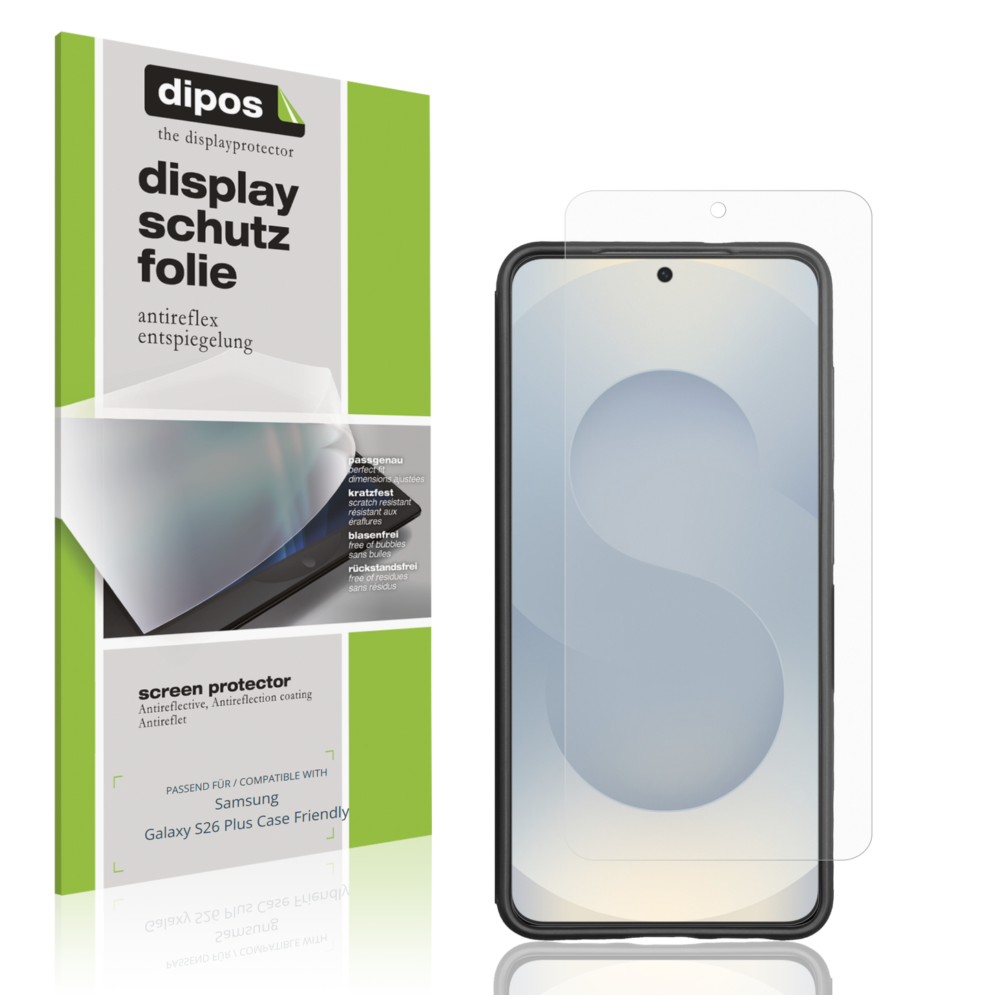 Matte Displayschutzfolie von dipos passend für Samsung Galaxy S26 Plus Case Friendly, präziser Zuschnitt und blasenfrei montiert