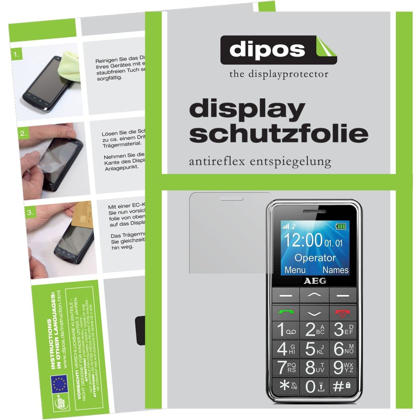 Matte Displayschutzfolie von dipos passend für Voxtel M250 AEG, präziser Zuschnitt und blasenfrei montiert