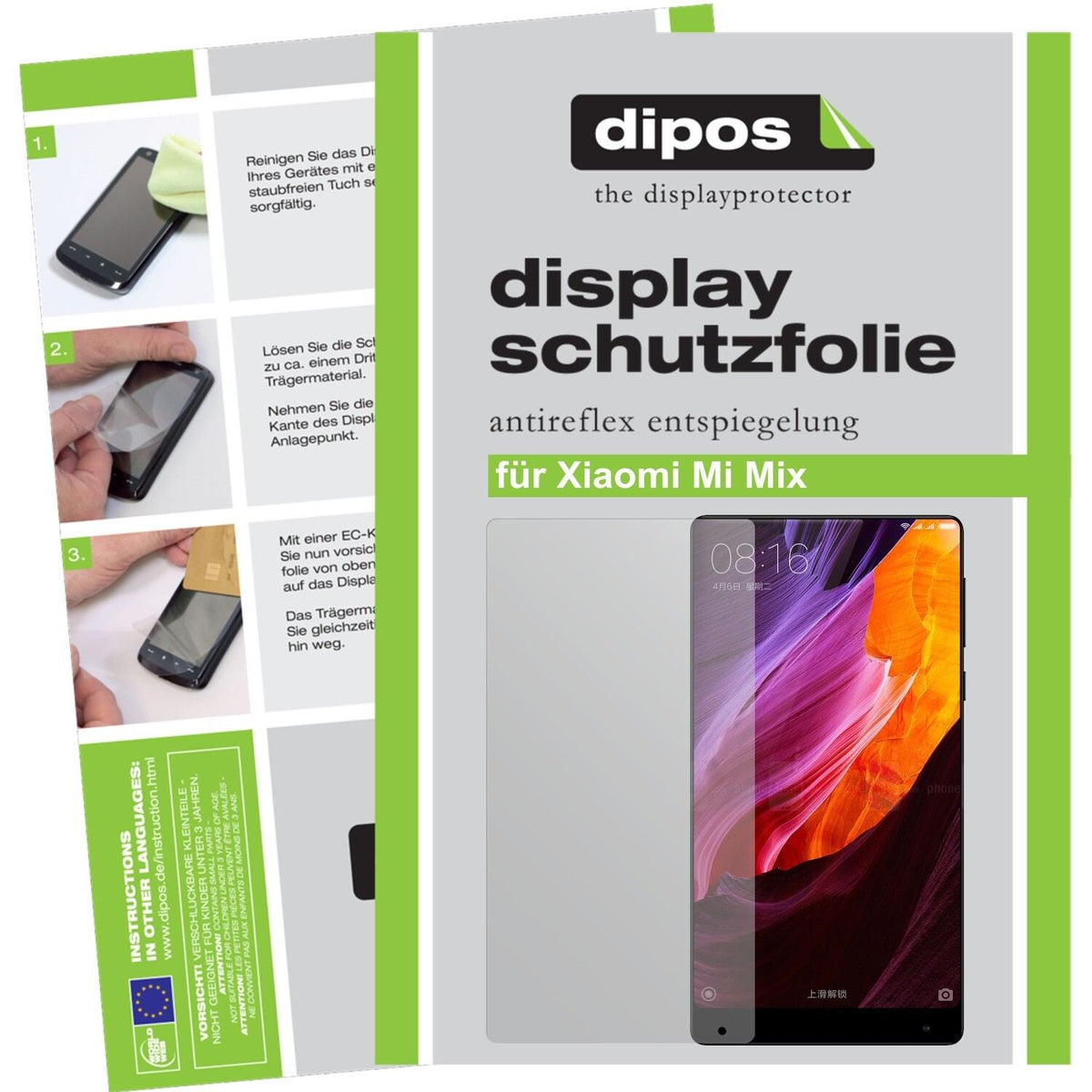Matte Displayschutzfolie von dipos passend für Xiaomi Mi Mix, präziser Zuschnitt und blasenfrei montiert