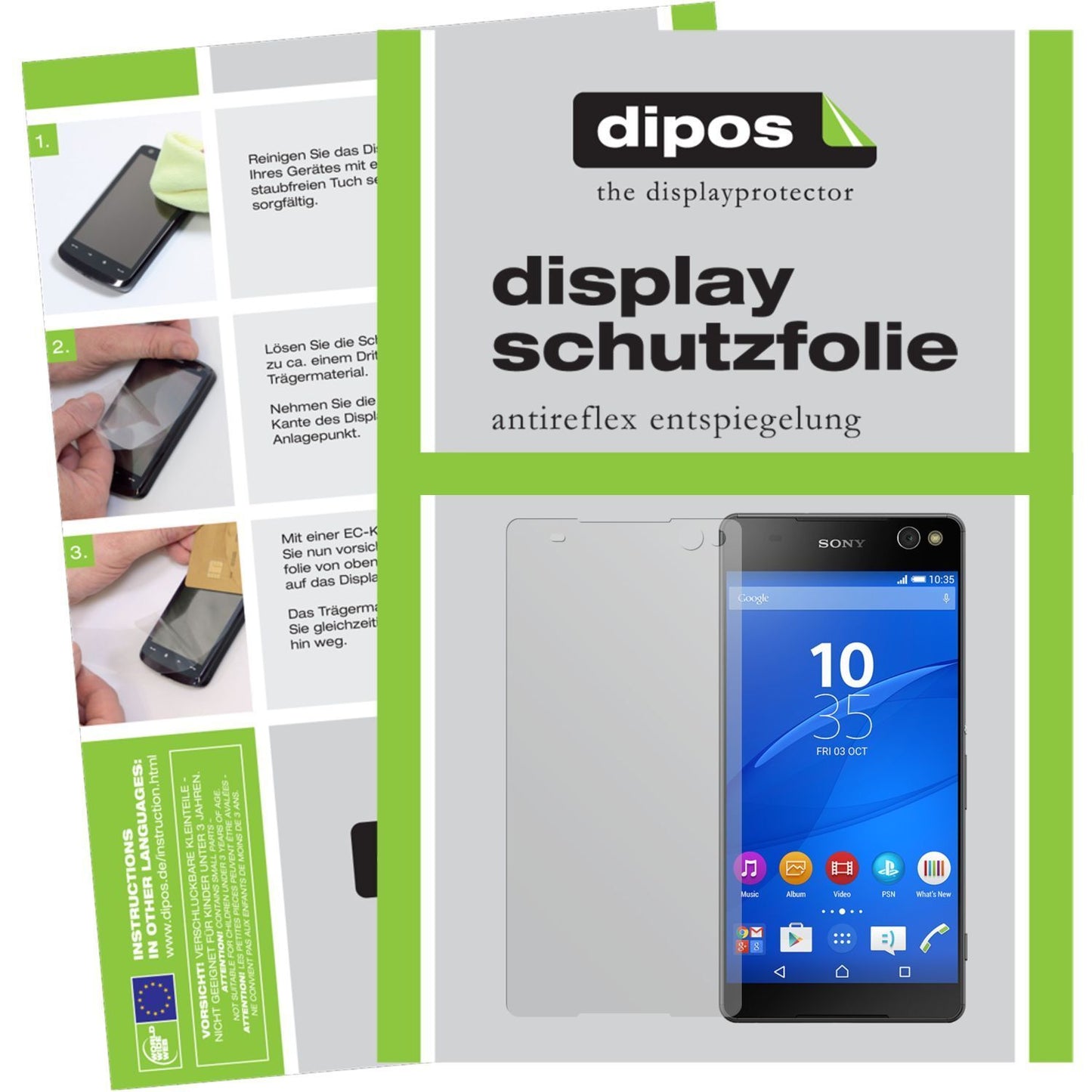Matte Displayschutzfolie von dipos passend für Xperia C5 Ultra Sony, präziser Zuschnitt und blasenfrei montiert