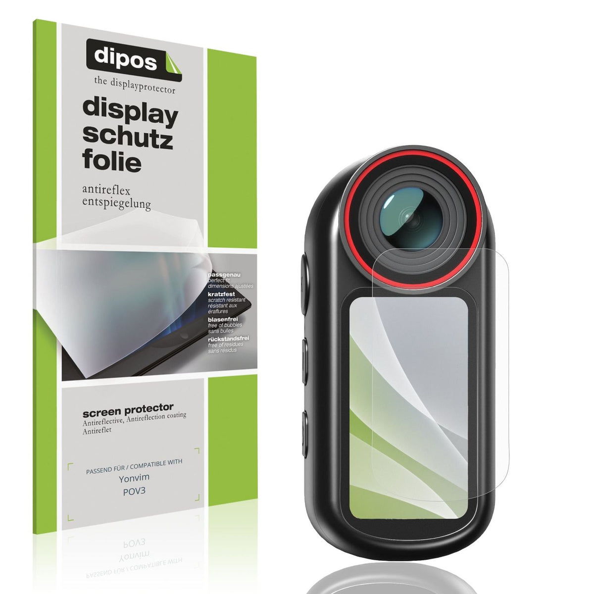 Matte Displayschutzfolie von dipos passend für Yonvim POV3, präziser Zuschnitt und blasenfrei montiert