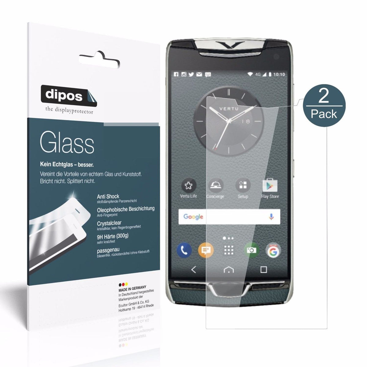2x 9H Clear Screen Protector for Vertu Constellation (2017) – Shatterproof, Crystal Clear