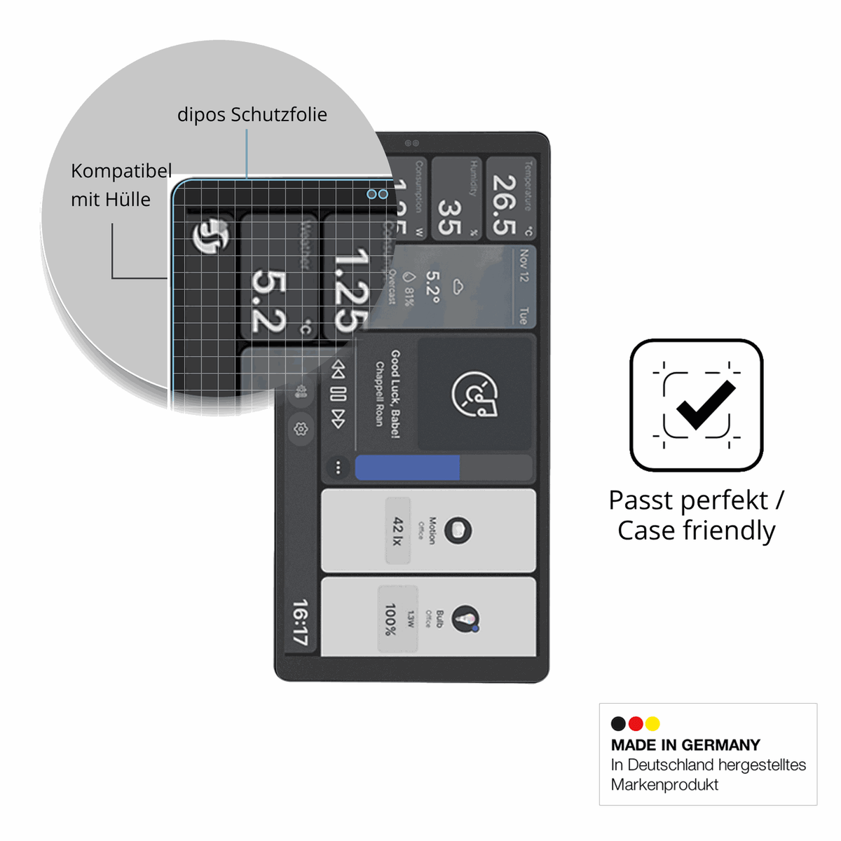 2x Screen Protector for Shelly Wall Display X2i Protection Anti Glare dipos