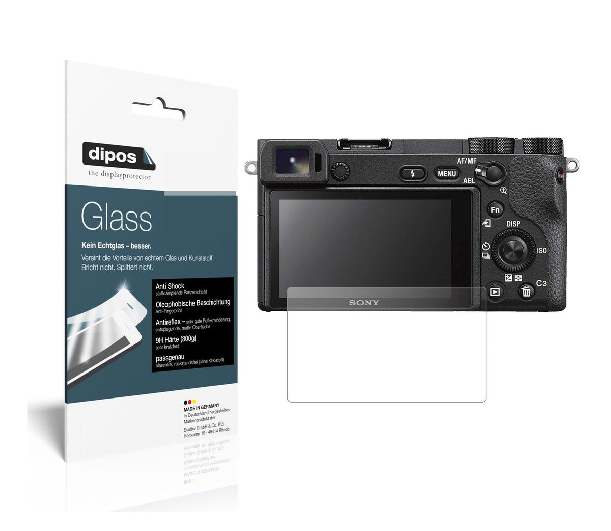 Matte Displayschutzfolie von dipos passend für Sony Alpha 6600, 9H kratzfest und blasenfrei montiert