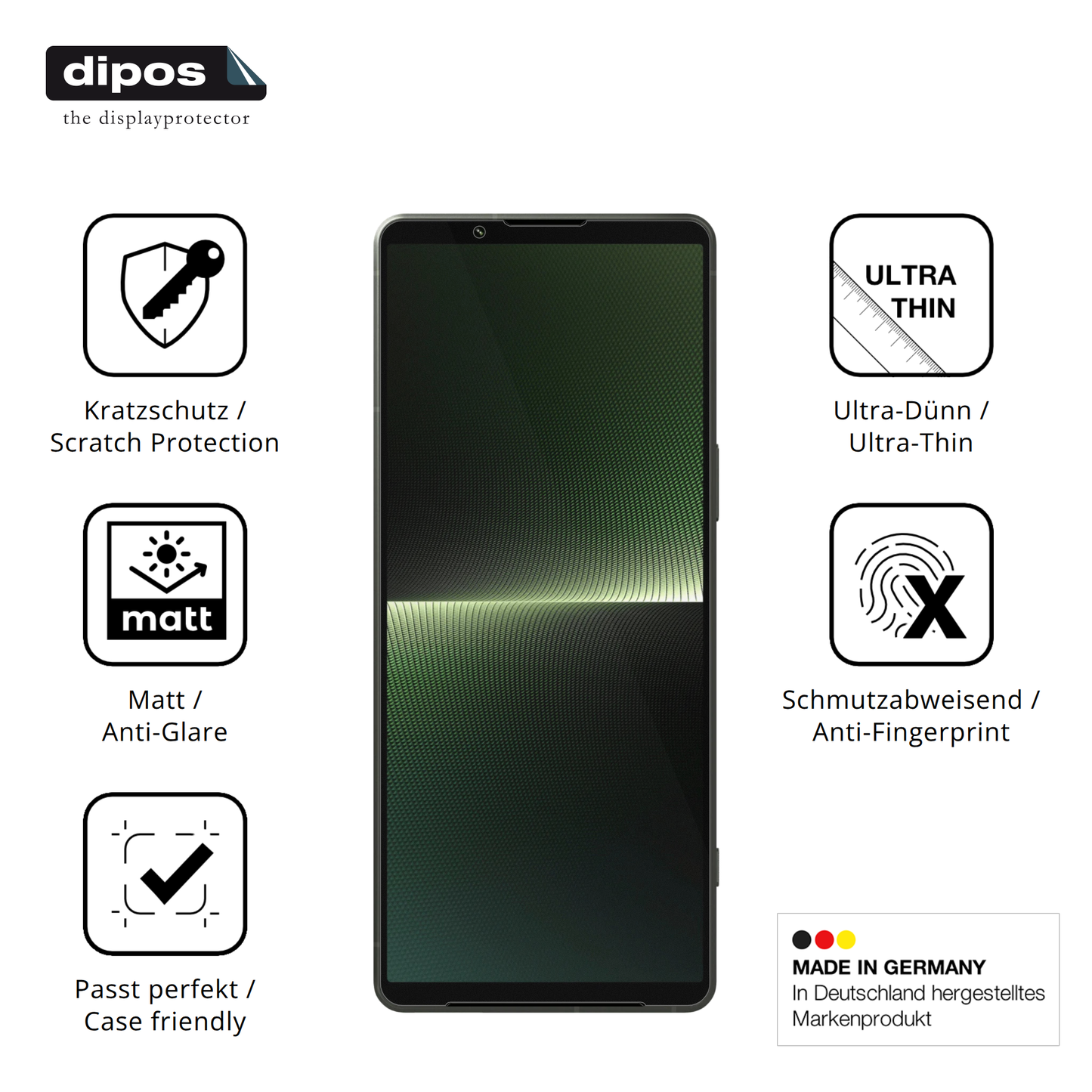 Displayschutz hergestellt in Deutschland, höchste Qualität made in Germany