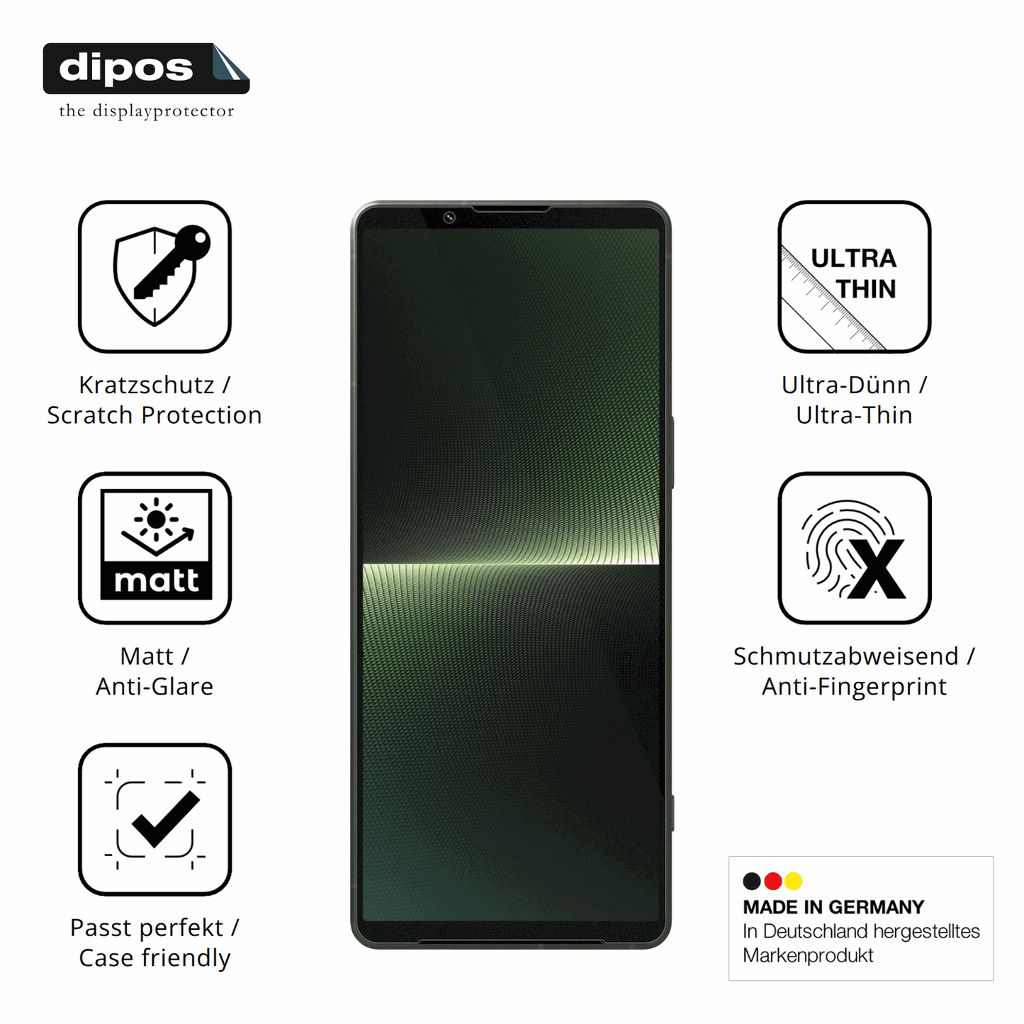 Displayschutz hergestellt in Deutschland, höchste Qualität made in Germany