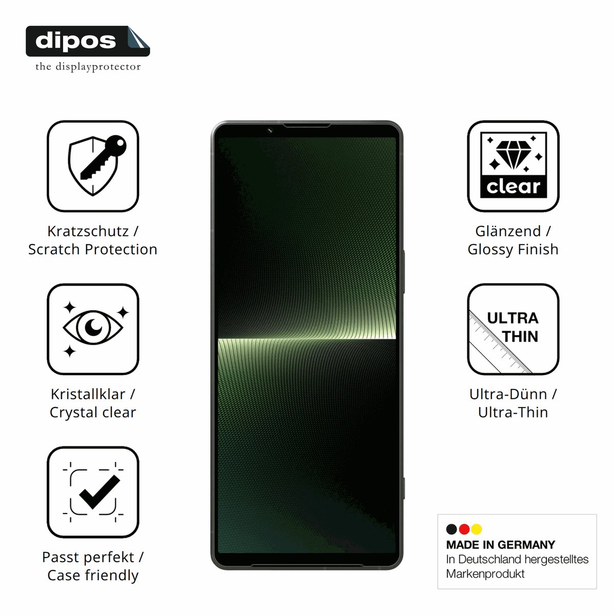 Displayschutz hergestellt in Deutschland, höchste Qualität made in Germany
