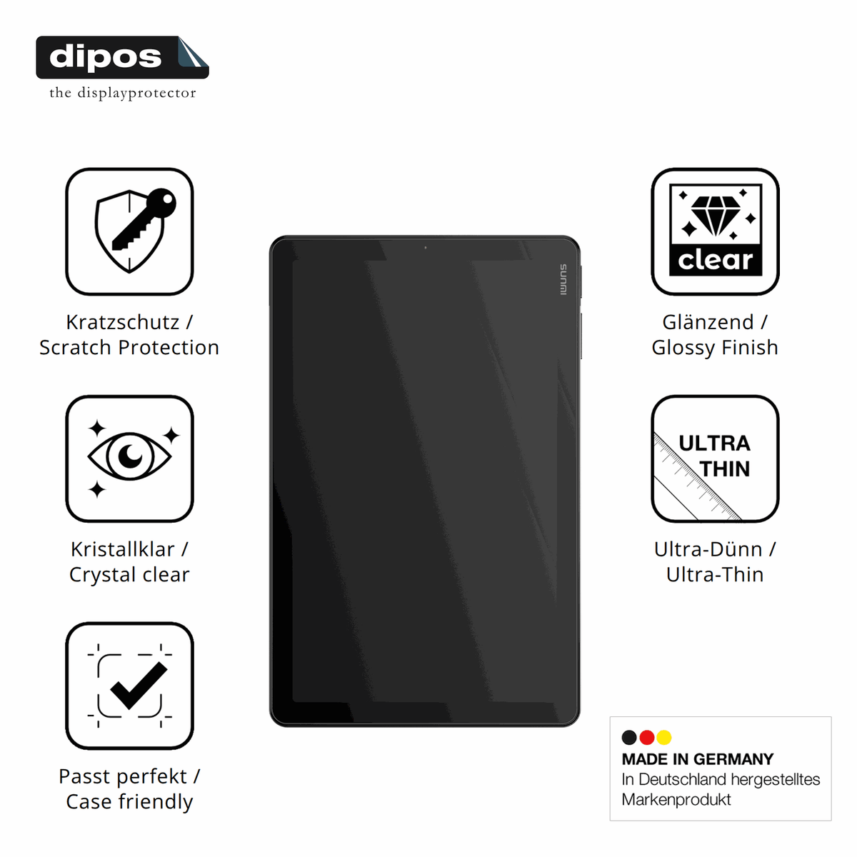 Displayschutz hergestellt in Deutschland, höchste Qualität made in Germany