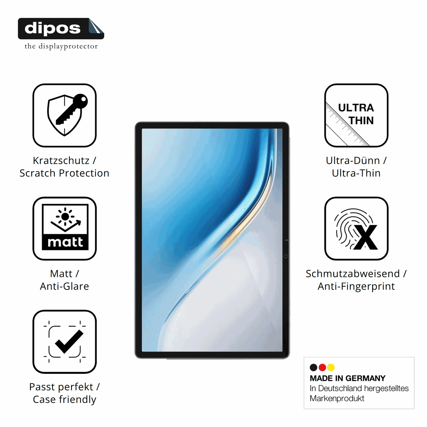 Displayschutz hergestellt in Deutschland, höchste Qualität made in Germany