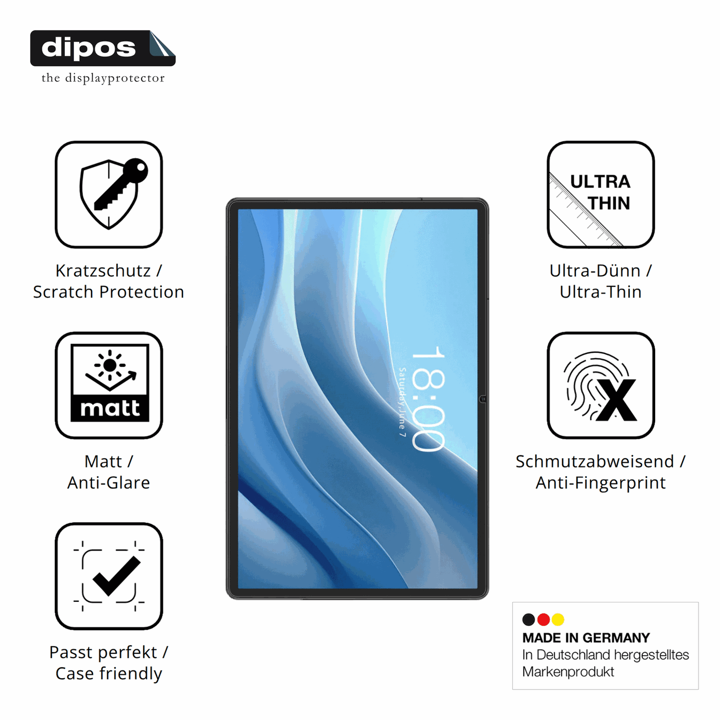 Displayschutz hergestellt in Deutschland, höchste Qualität made in Germany