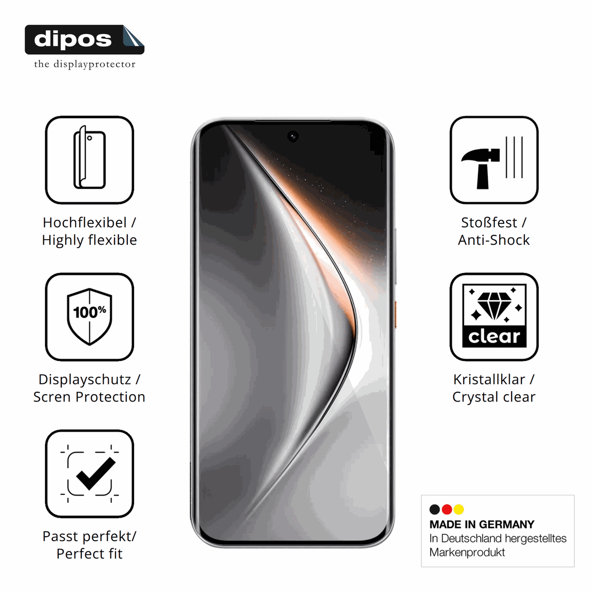 Displayschutz hergestellt in Deutschland, höchste Qualität made in Germany