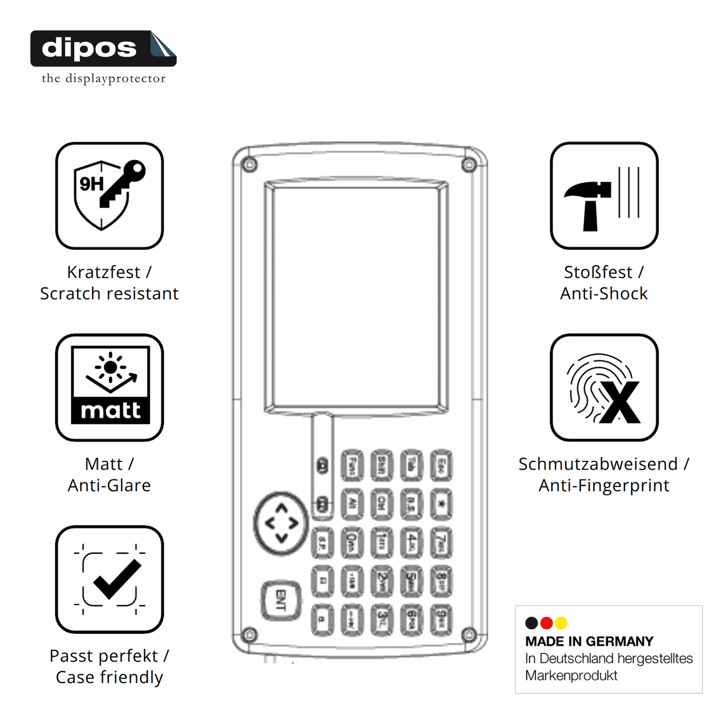 2x Screen Protector for Topcon GPT-7500 matte Flexible Glass 9H dipos
