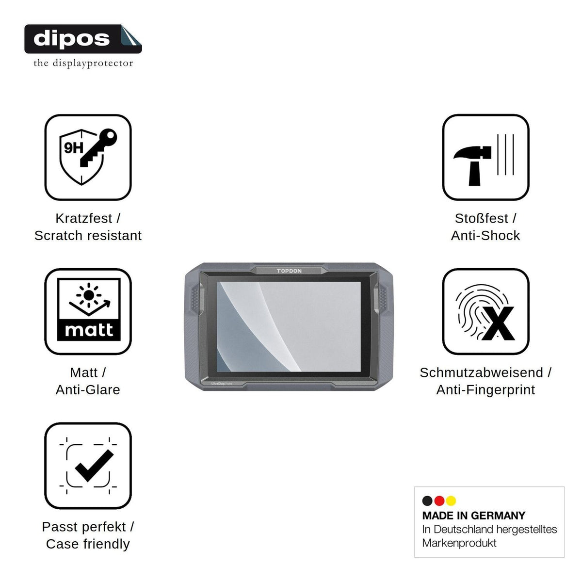 2x Screen Protector for Topdon UltraDiag Moto matte Flexible Glass 9H dipos