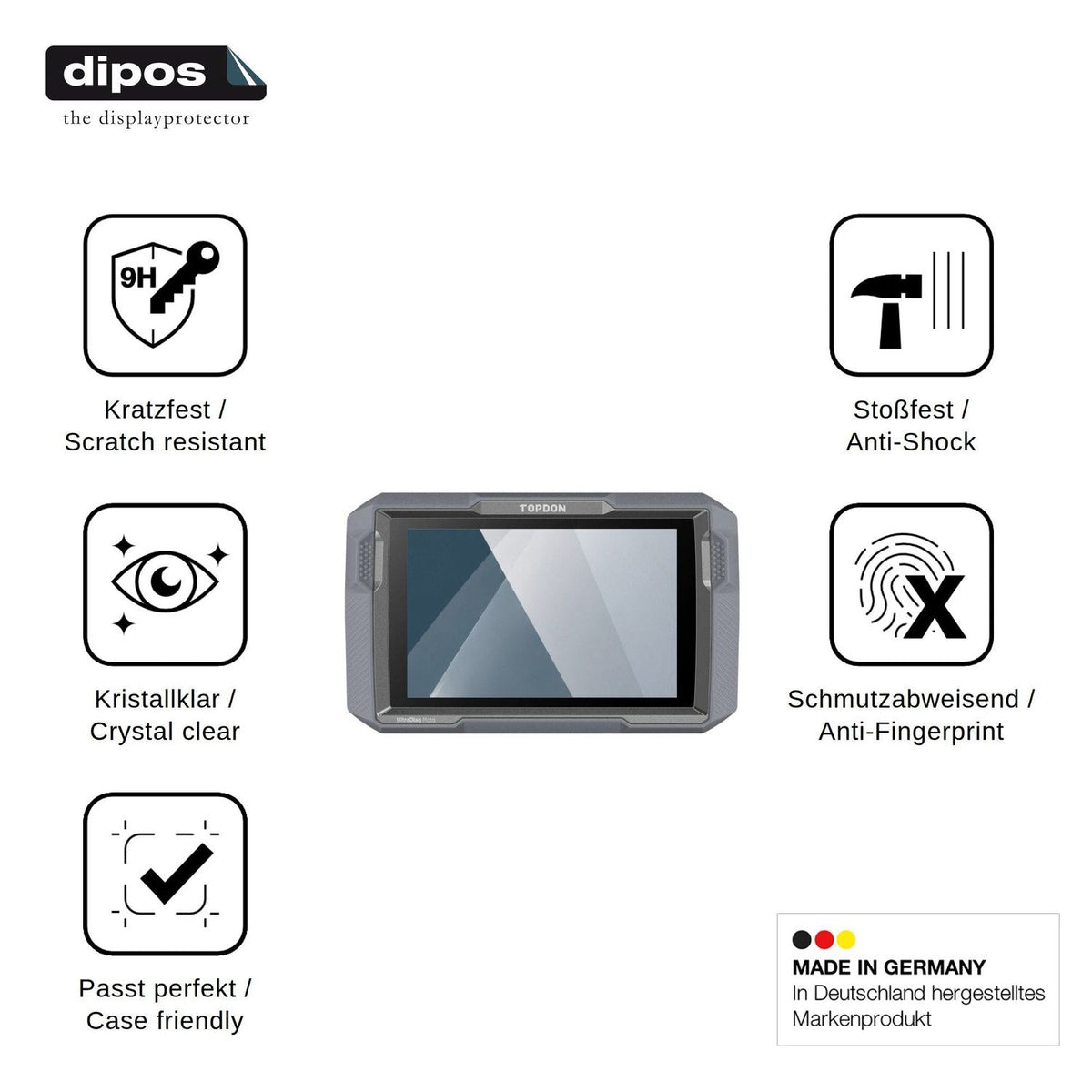 2x Screen Protector for Topdon UltraDiag Moto Flexible Glass 9H dipos