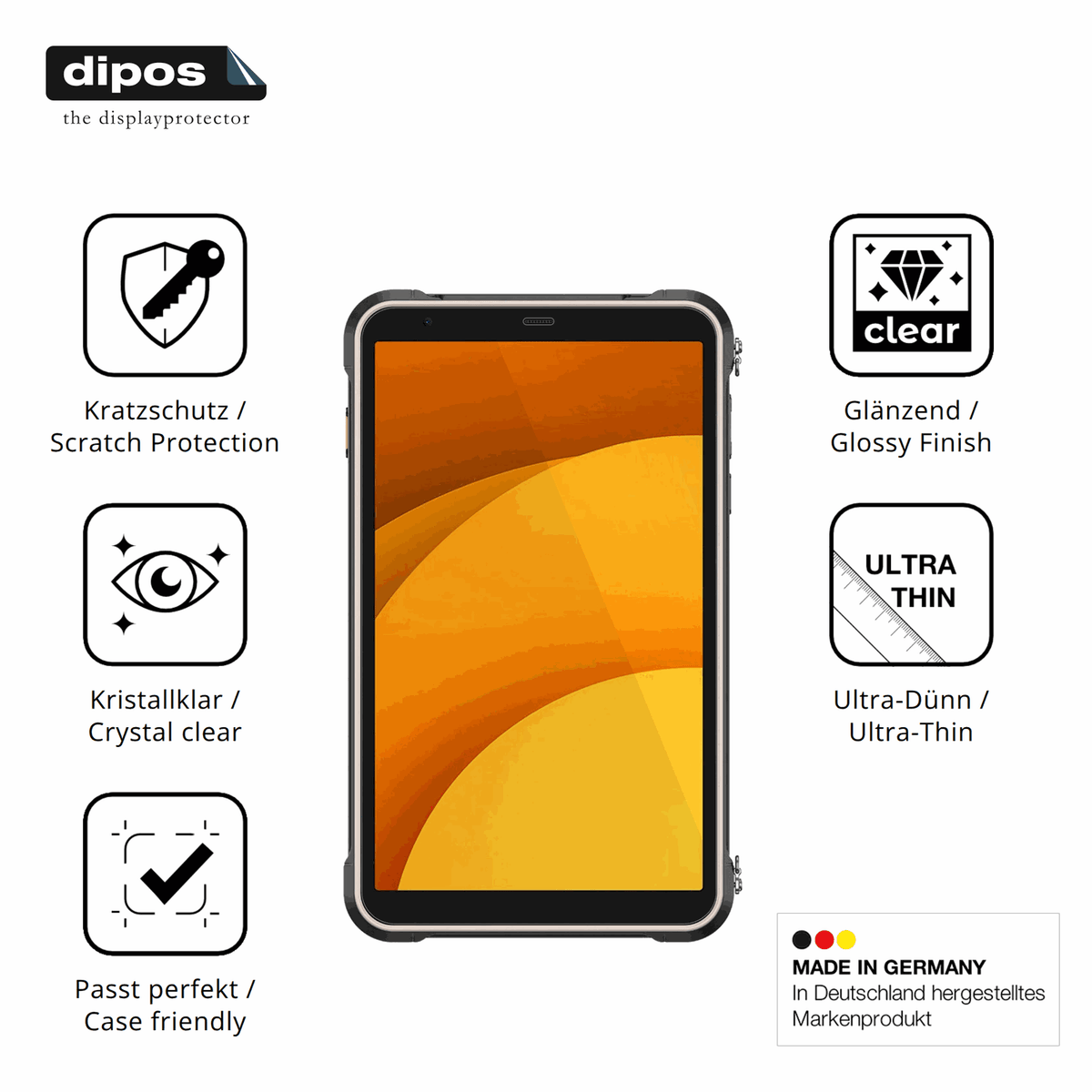 Displayschutz hergestellt in Deutschland, höchste Qualität made in Germany