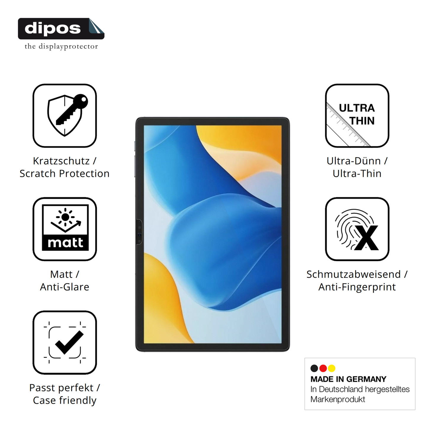 Displayschutz hergestellt in Deutschland, höchste Qualität made in Germany