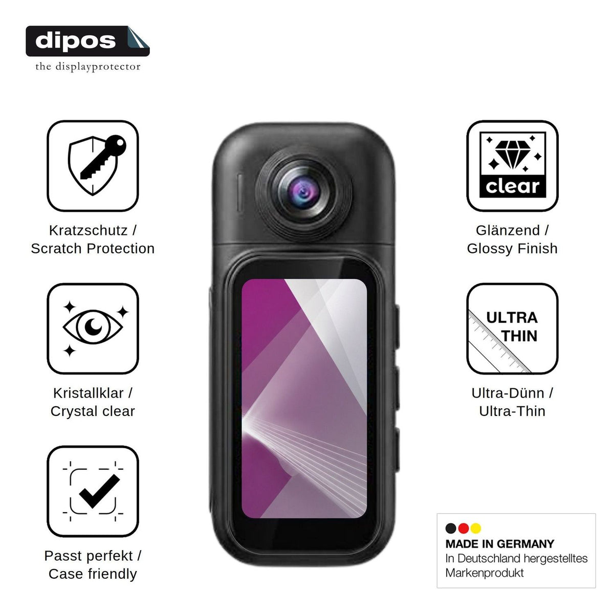 4x Screen Protector for AIKER H91 Action Cam Protection Crystal Clear dipos
