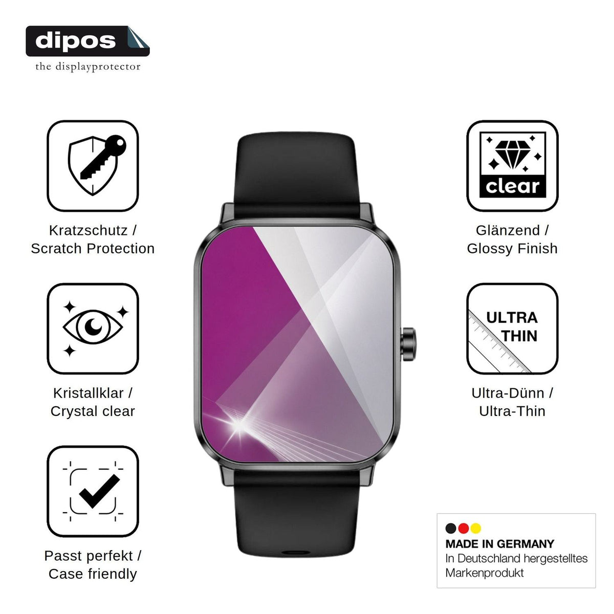 6x Screen Protector for Beafon Smartwatch 103 Protection Crystal Clear dipos