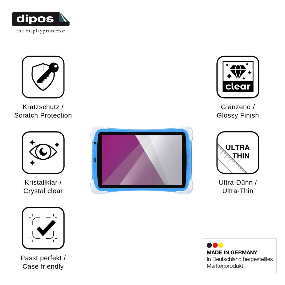 2x Screen Protector for Gezoon Kinder Tab 10 Protection Crystal Clear dipos