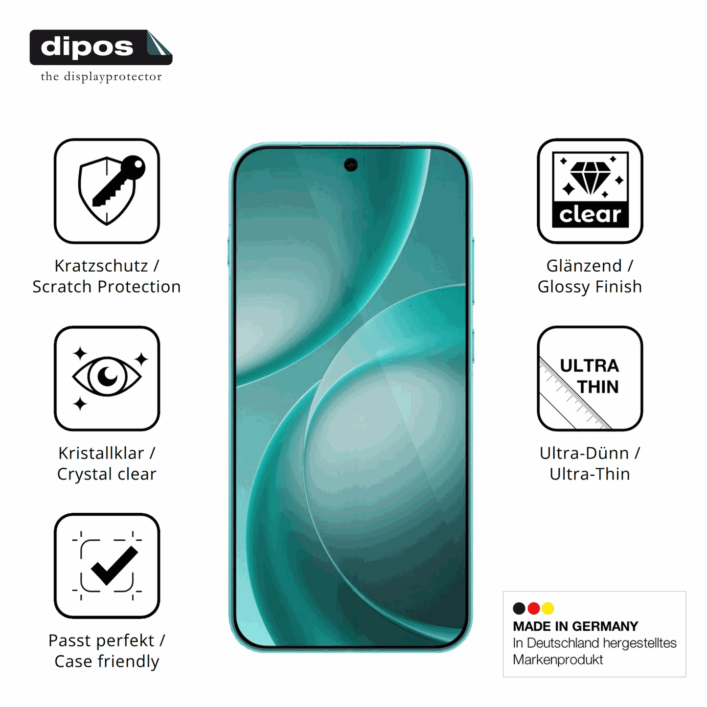 Displayschutz hergestellt in Deutschland, höchste Qualität made in Germany