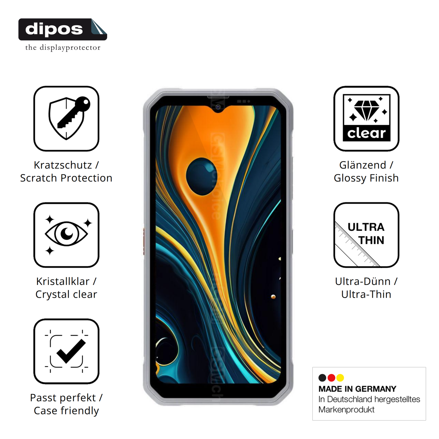 Displayschutz hergestellt in Deutschland, höchste Qualität made in Germany