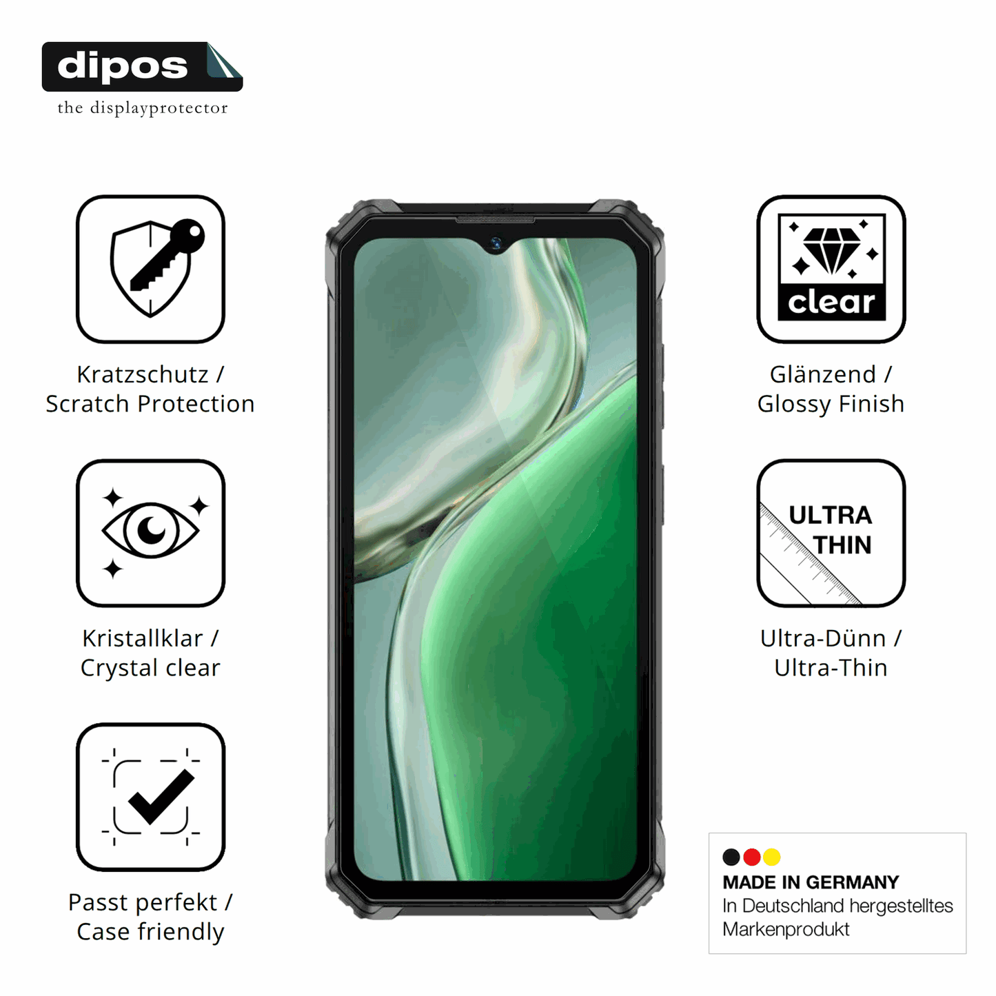 Displayschutz hergestellt in Deutschland, höchste Qualität made in Germany