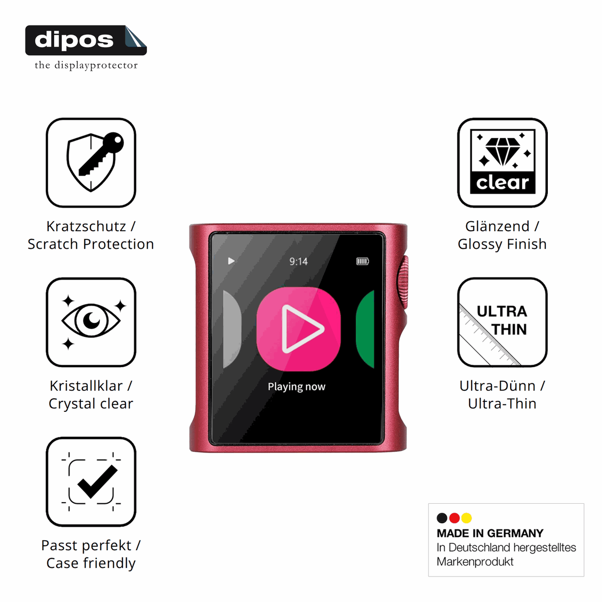 Displayschutz hergestellt in Deutschland, höchste Qualität made in Germany