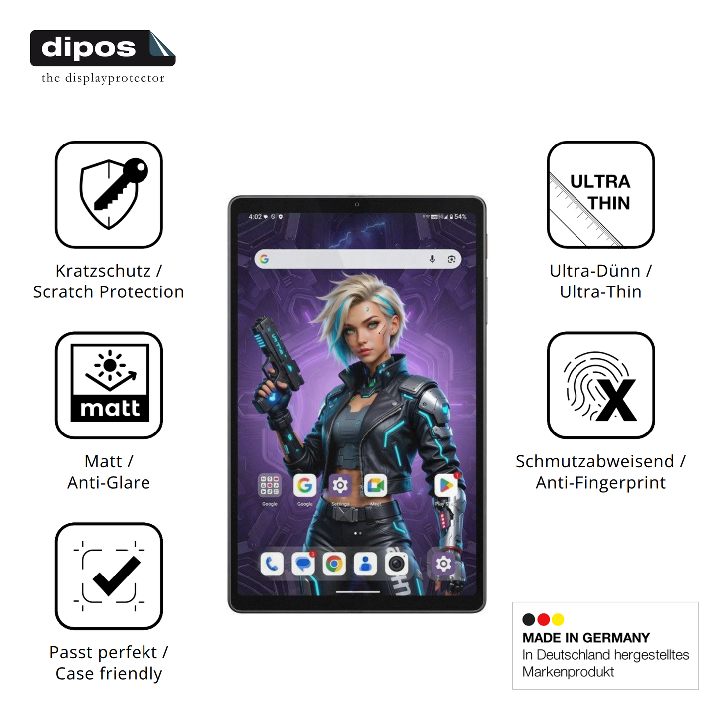 Displayschutz hergestellt in Deutschland, höchste Qualität made in Germany
