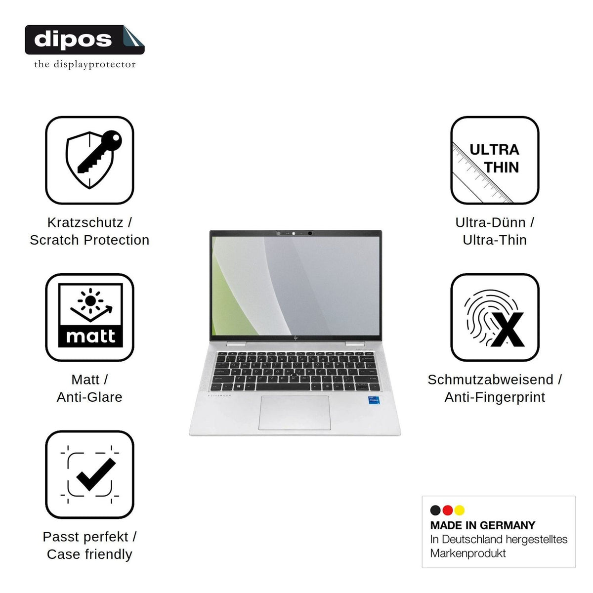 2x Screen Protector for HP EliteBook x360 1030 G8 13.3 Protection Anti Glare dipos
