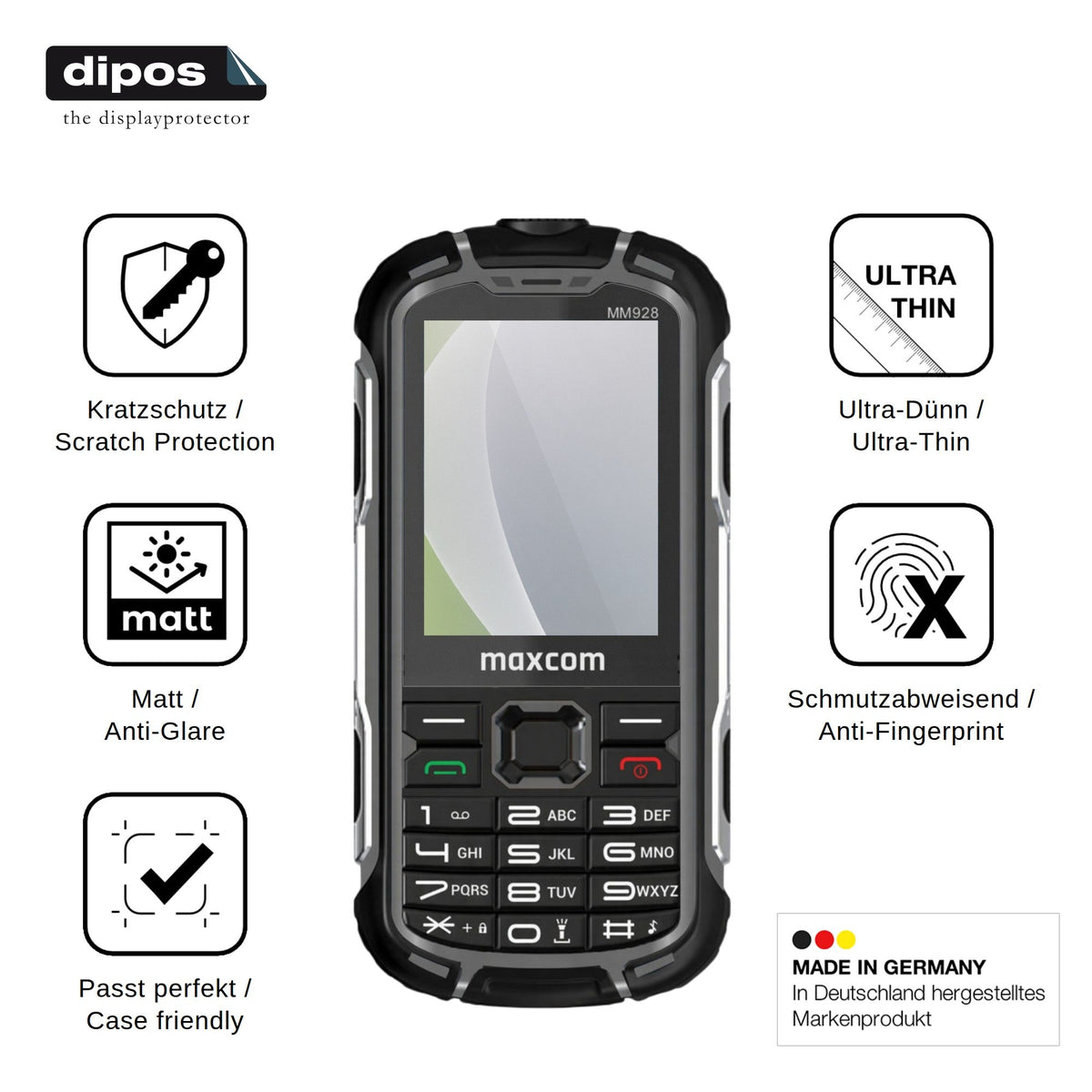 4x Screen Protector for MaxCom MM928 4G Protection Anti Glare dipos