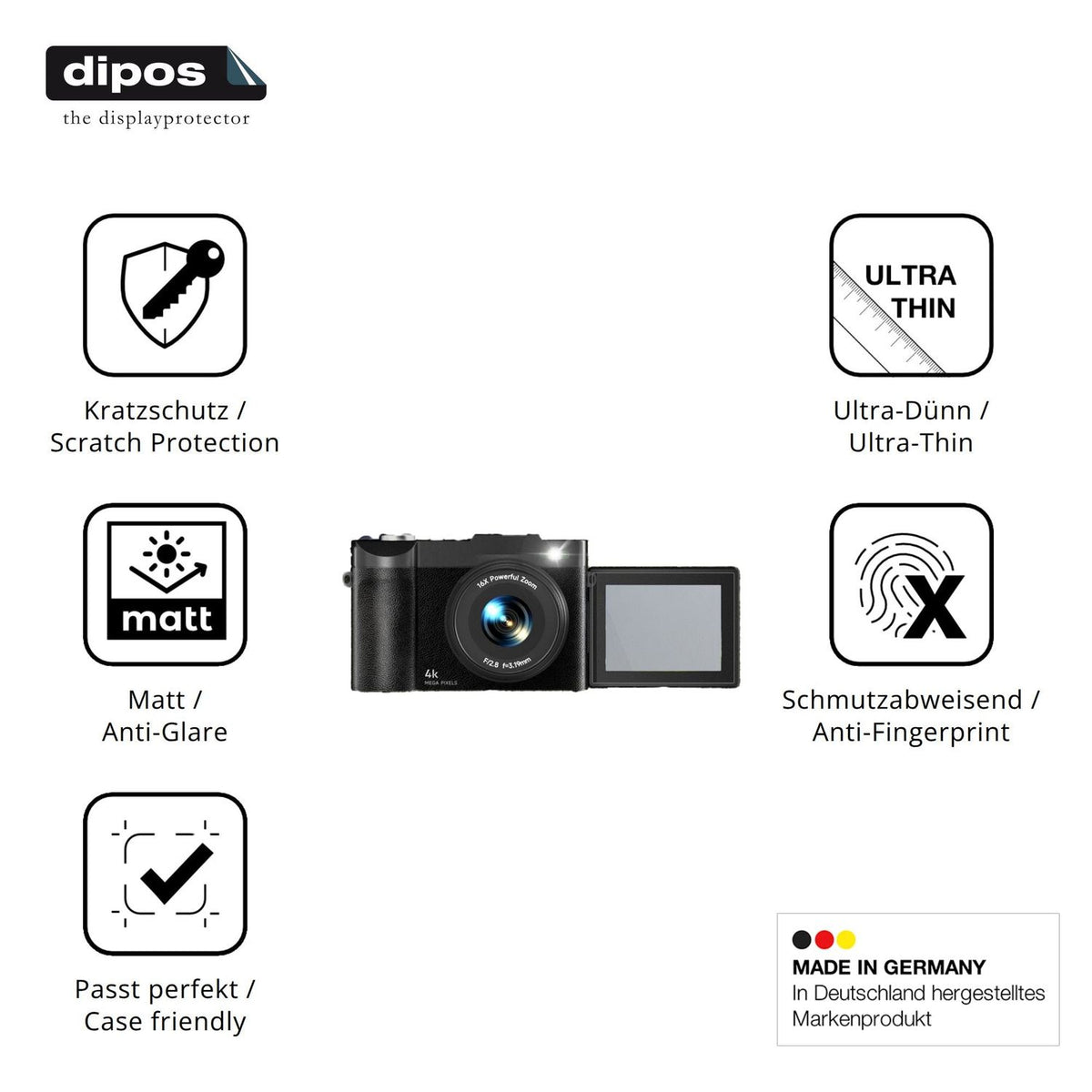 Displayschutz hergestellt in Deutschland, höchste Qualität made in Germany
