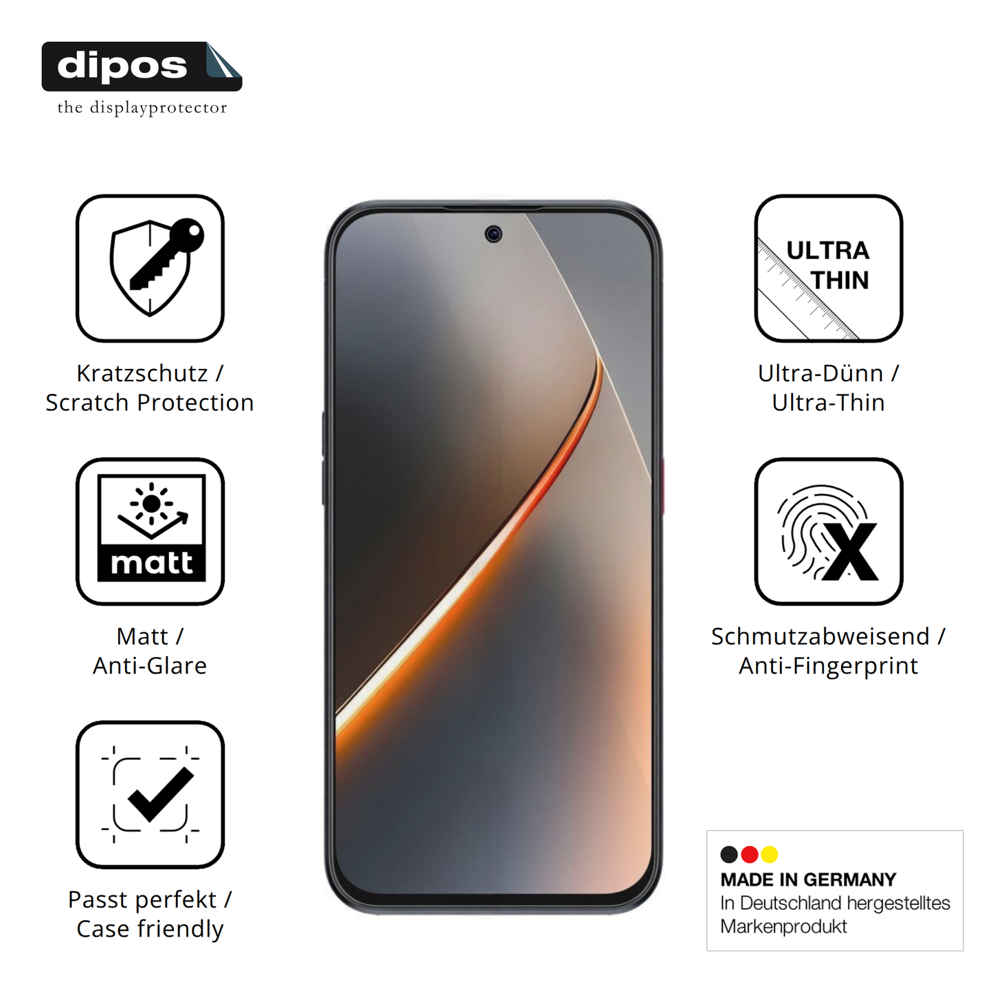 Displayschutz hergestellt in Deutschland, höchste Qualität made in Germany