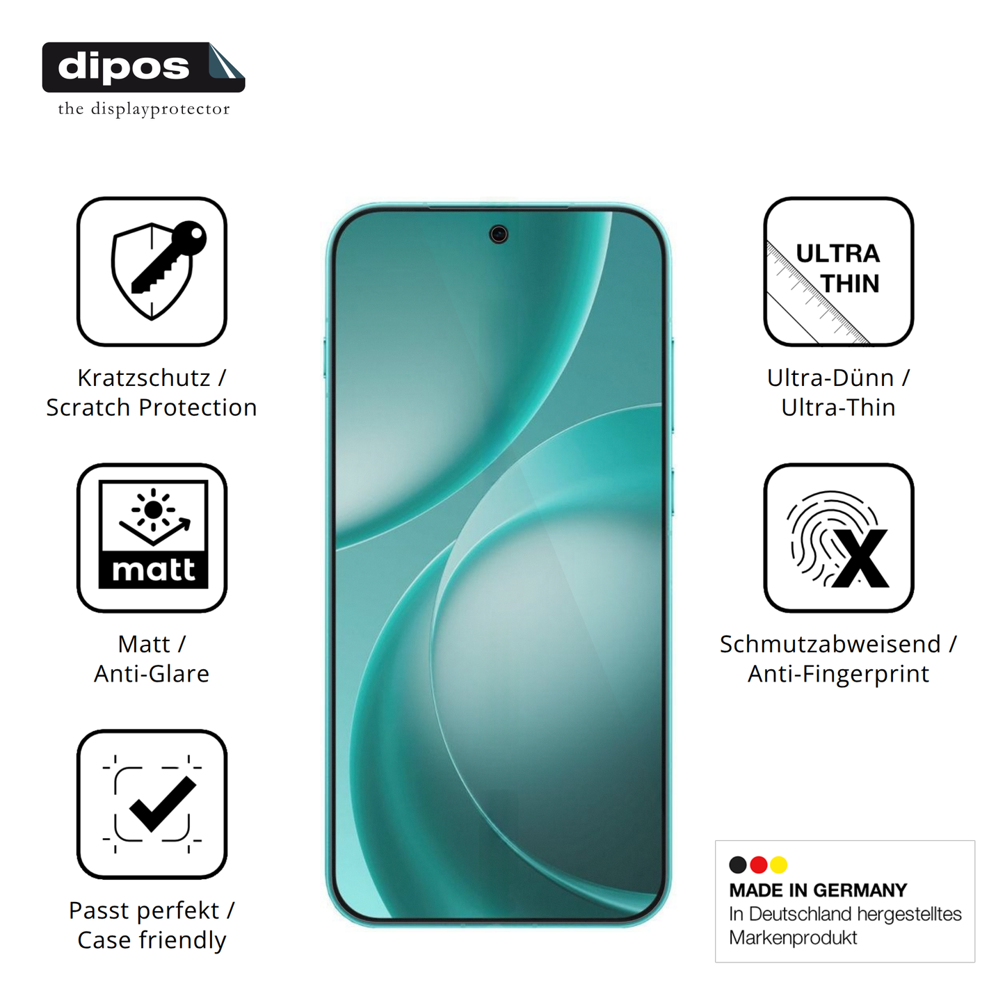 Displayschutz hergestellt in Deutschland, höchste Qualität made in Germany