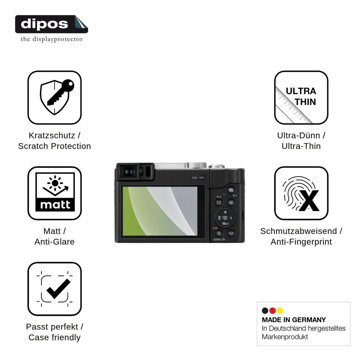 4x Screen Protector for Panasonic Lumix DC-TZ96 Protection Anti Glare dipos
