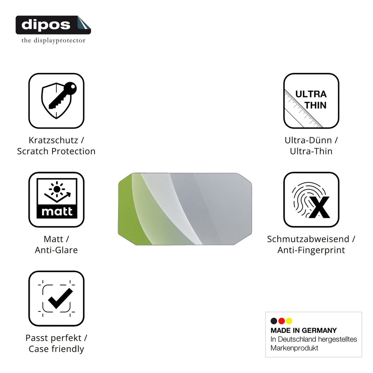 Displayschutz hergestellt in Deutschland, höchste Qualität made in Germany