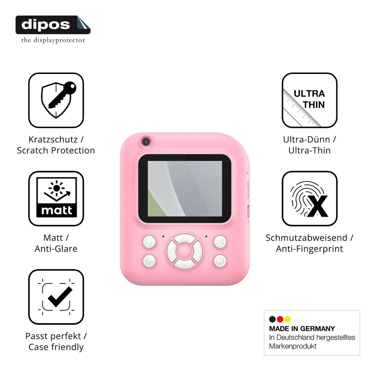 Matte Displayschutzfolie von dipos passend für W&O Q1, präziser Zuschnitt und blasenfrei montiert