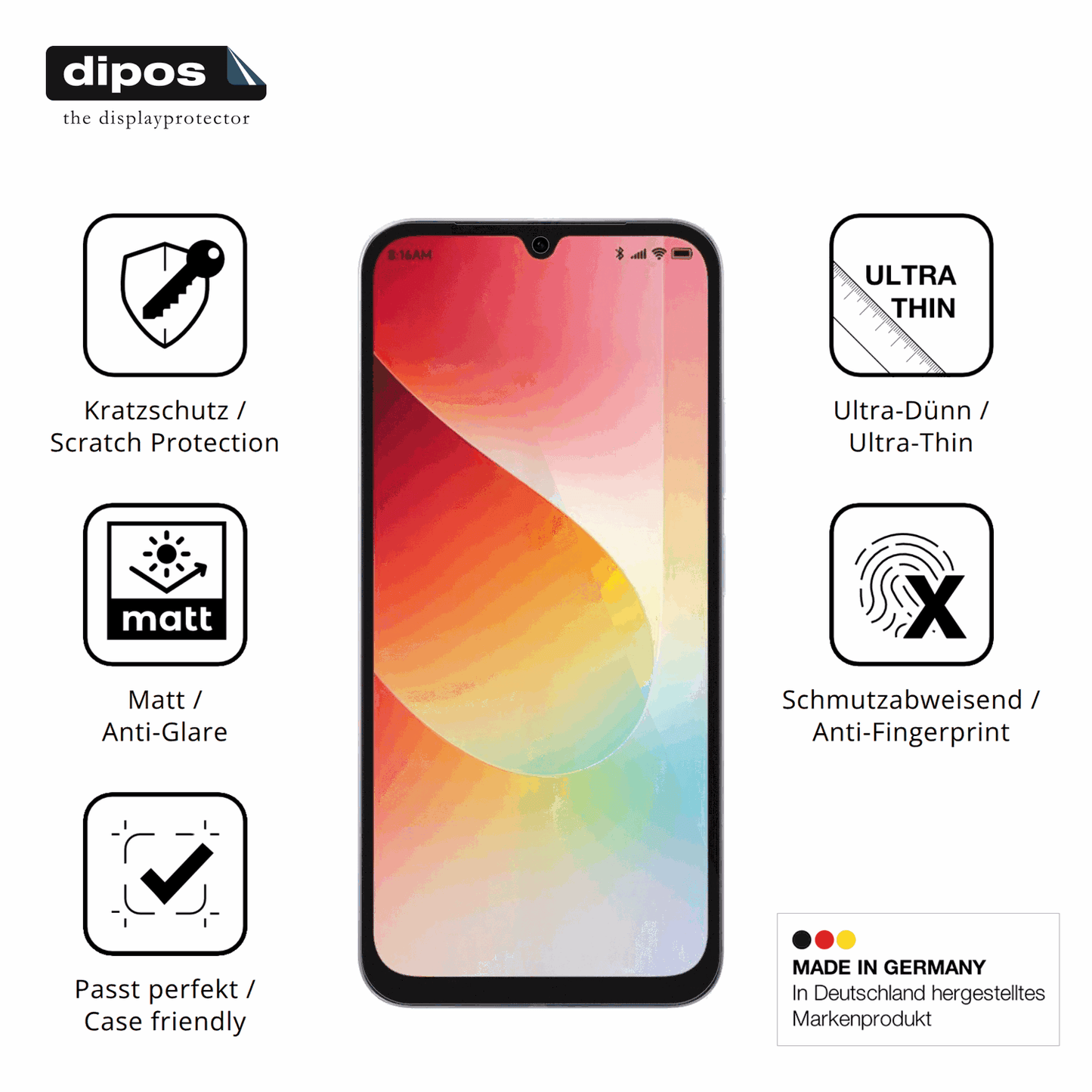 Displayschutz hergestellt in Deutschland, höchste Qualität made in Germany