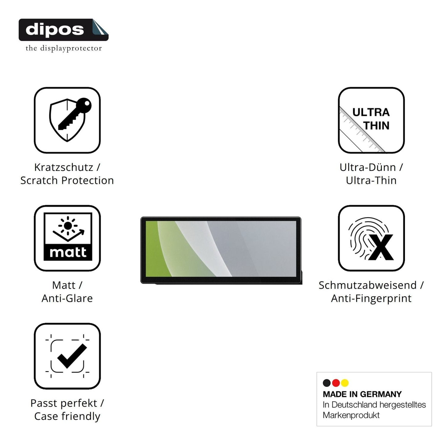 Displayschutz hergestellt in Deutschland, höchste Qualität made in Germany