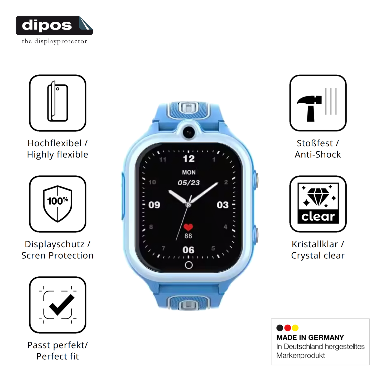 Displayschutz hergestellt in Deutschland, höchste Qualität made in Germany