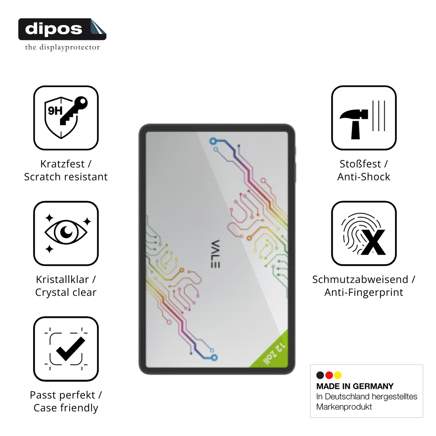 Displayschutz hergestellt in Deutschland, höchste Qualität made in Germany