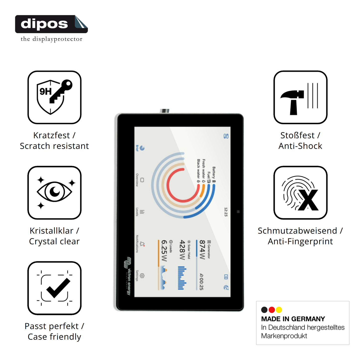 Displayschutz hergestellt in Deutschland, höchste Qualität made in Germany