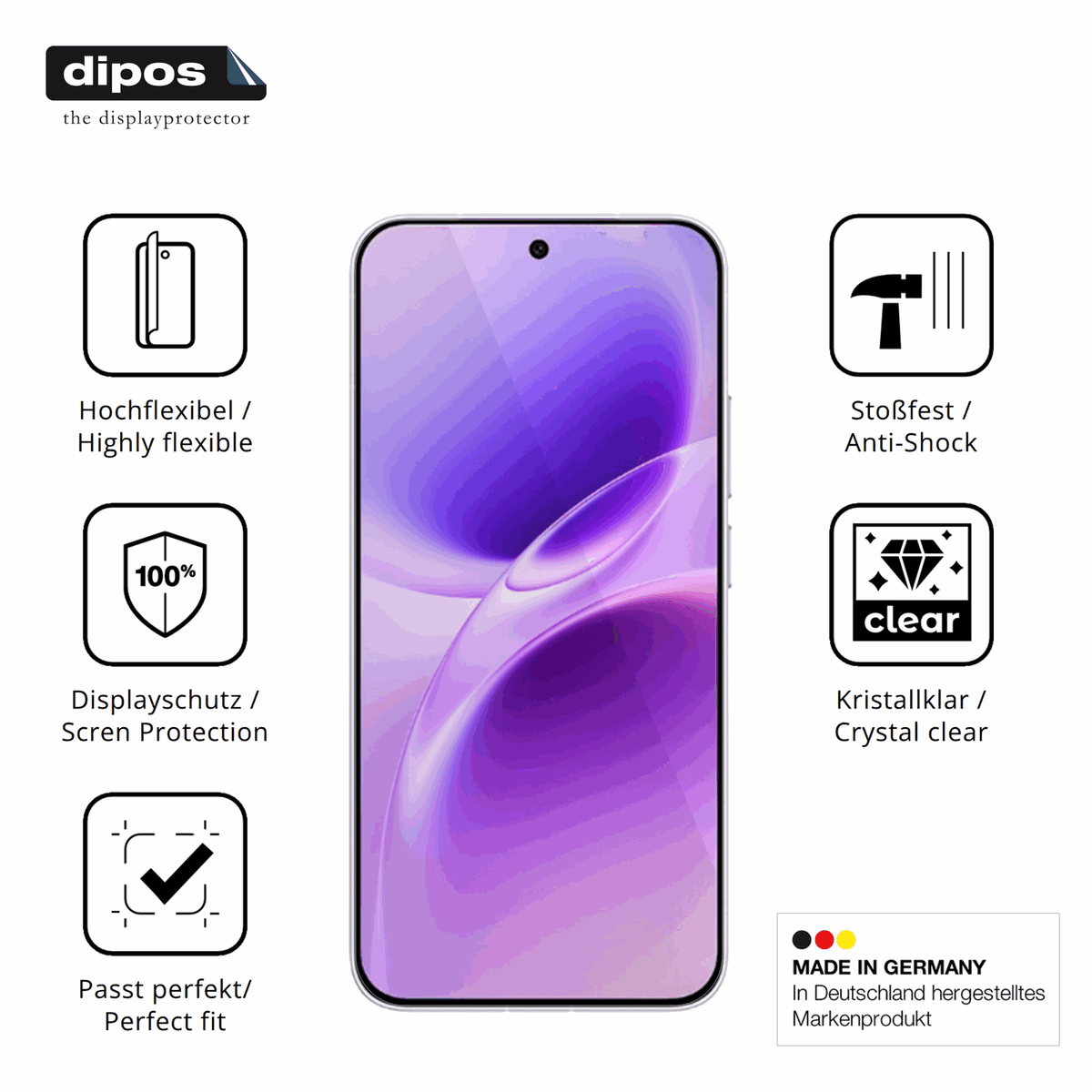 Displayschutz hergestellt in Deutschland, höchste Qualität made in Germany