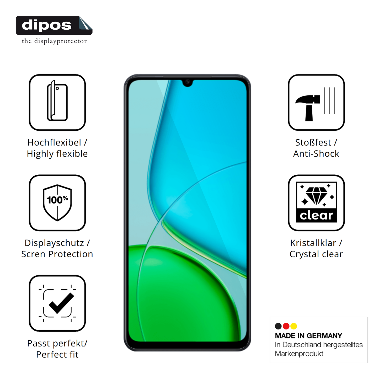 Displayschutz hergestellt in Deutschland, höchste Qualität made in Germany