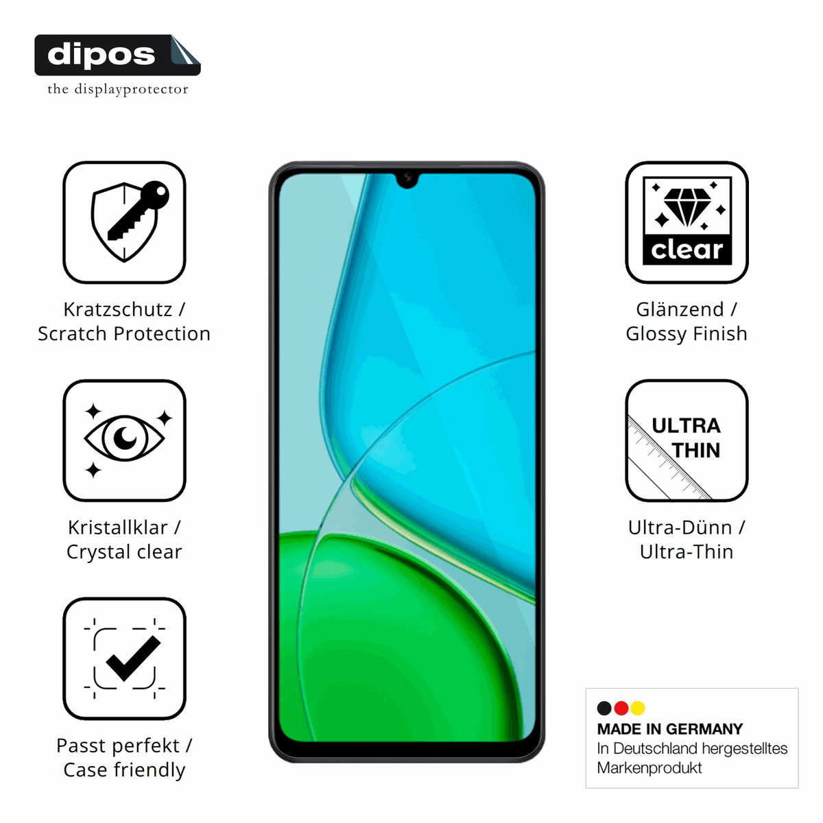 Displayschutz hergestellt in Deutschland, höchste Qualität made in Germany