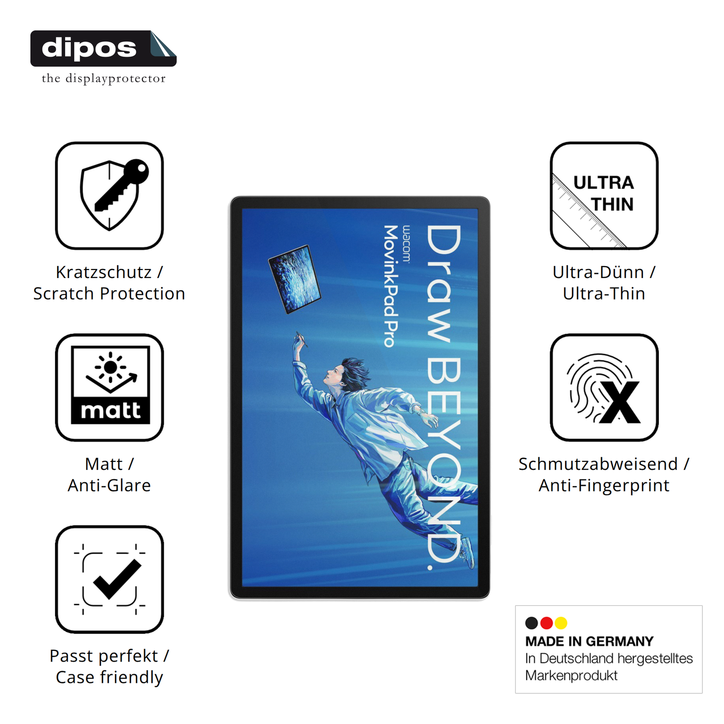 Displayschutz hergestellt in Deutschland, höchste Qualität made in Germany